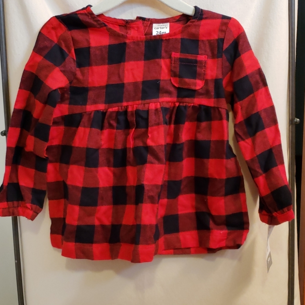 NWT Carter's red buffalo plaid shirt